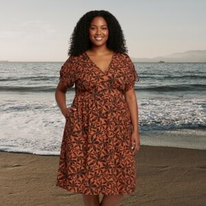 Ava & Viv Orange and Black Midi Dress